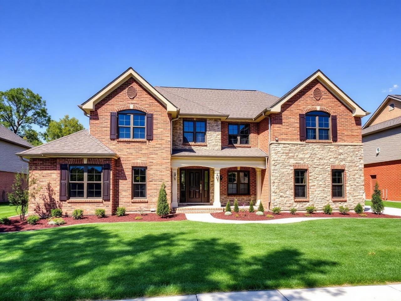 Newly built custom brick and stone two-story home in Loveland, Ohio