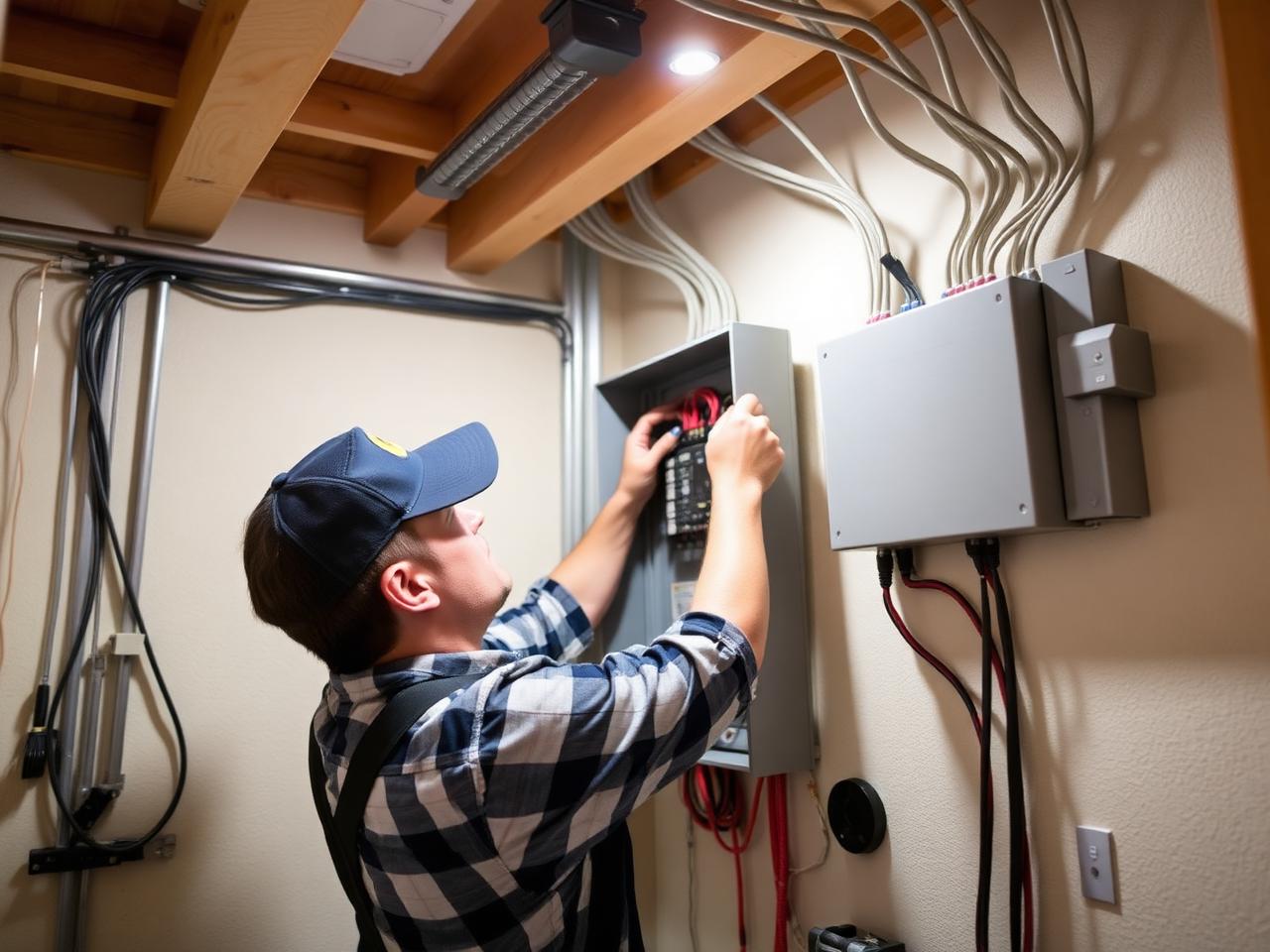 Electrician upgrading a residential electrical panel